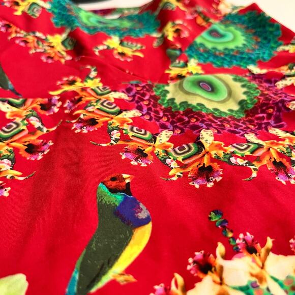 Desigual One Piece Swimsuit Size M Tropical Removable Straps Flowers Birds - Picture 12 of 12